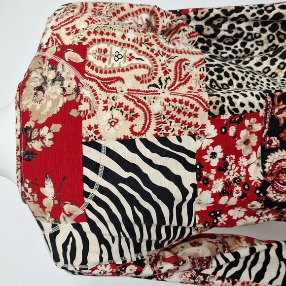 Multiples Multicolor Paisley Floral Animal Print Mobwife Bohemian Blouse Size S - Picture 8 of 11